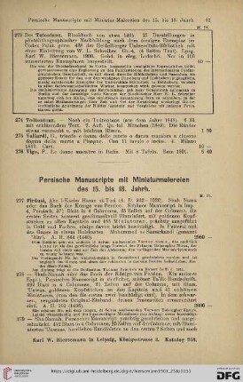 Persische Manuscripte mit Miniaturmalereien des 15. bis 18. Jahrh. (Nr. 277 - 286)