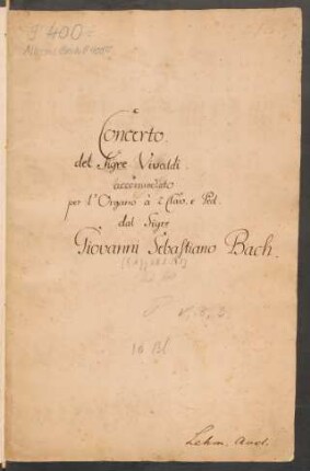 Konzerte; org; C-Dur; BWV 594