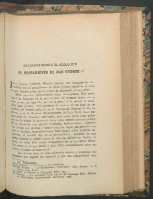 El pensamiento de Max Stirner : Estudios sobre el siglo XIX