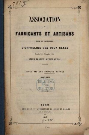 Rapport annuel. 26. 1856 (1857)