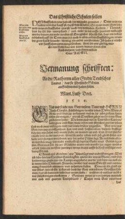 Vermanung schrifften: