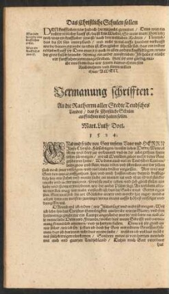Vermanung schrifften: