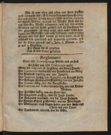 Reglement Einer löbl. Compagnie zu Pferde und zu Fuß.