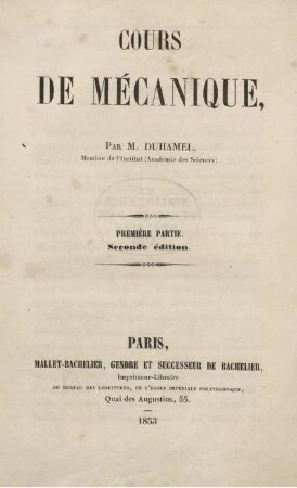 P. 1: Cours de Mécanique. Première Partie