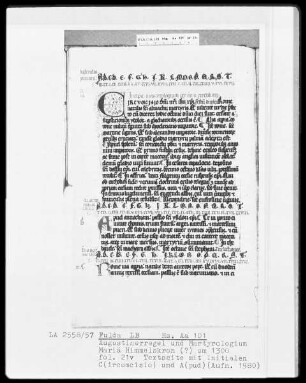 Augustinerregel und Martyrologium — Initiale C (ircumcisio) und A (pud), Folio 21 verso