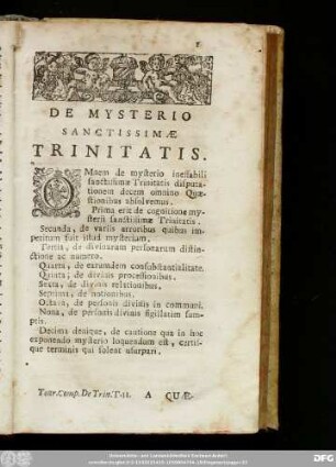 De Mysterio Sanctissimae Trinitatis.