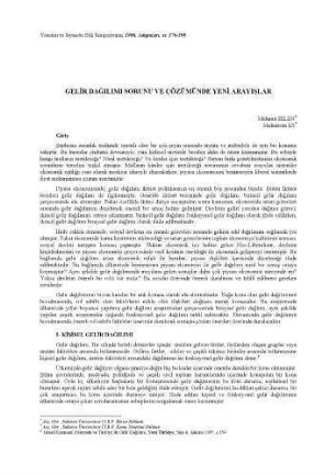 Gelir Dagilimi ve Çözümünde Yeni Arayis,lar
