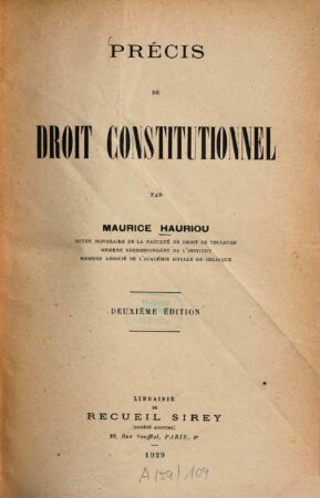 Précis de droit constitutionnel