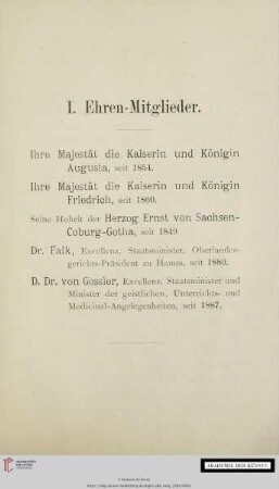 I. Ehren-Mitglieder