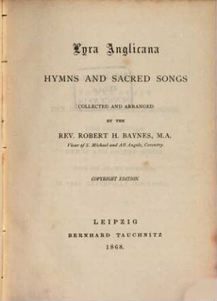 Lyra Anglicana : hymns and sacred songs