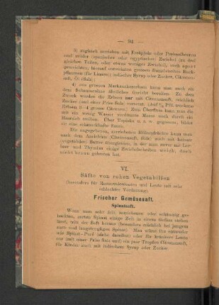 VI. Säfte von rohen Vegetablien.