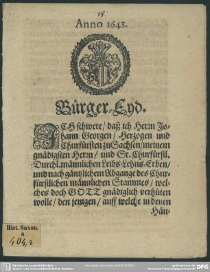 Bürger-Eyd : Anno 1643