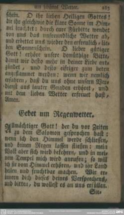 Gebet um Regenwetter