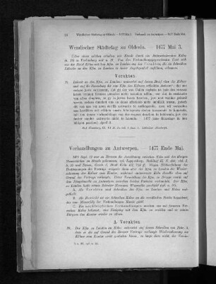 Verhandlungen zu Antwerpen. - 1477 Ende Mai.