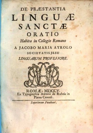De praestantia linguae sanctae oratio