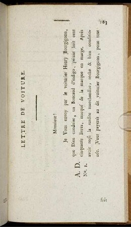 Lettre de voiture.