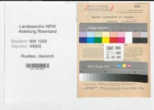 Entnazifizierung Heinrich Ruetten, geb. 10.02.1892 (Verw.Angest.)