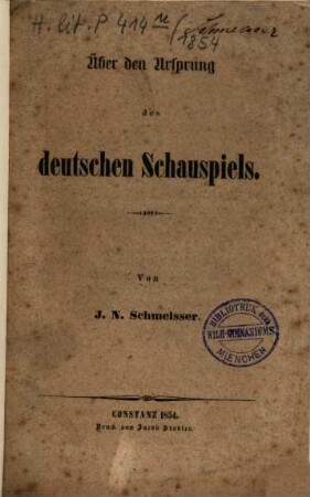 Programm des Grossherzoglichen Lyceums in Constanz : vom Schuljahre .... 1854