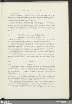 2. Mineralzusammensetzung der Lagerstätte