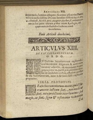 Articulus XIII. De Usu Sacramentorum.