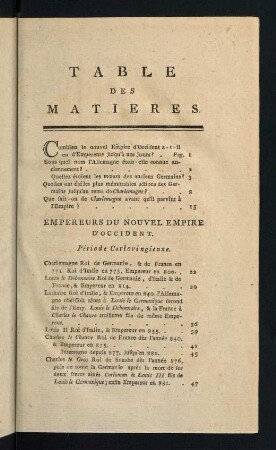 7r-8r, Table des matieres