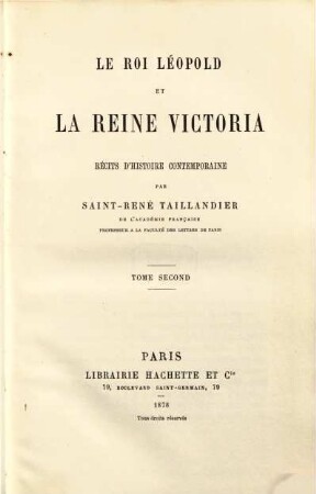 Le roi Léopold et la reine Victoria, récits d'histoire contemporaine. 2