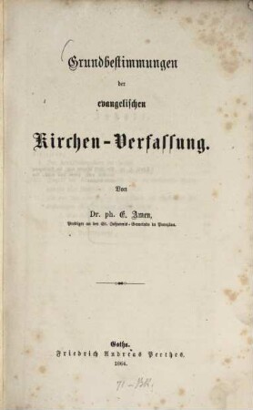 Grundbestimmungen der evangelischen Kirchen-Verfassung
