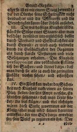 Königliche und Politische Betrachtungen, Sprüche oder Grundregeln