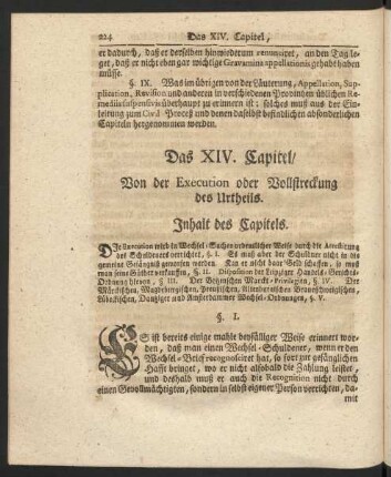 Das XIV. Capitel. Von der Execution oder Vollstreckung des Urtheils