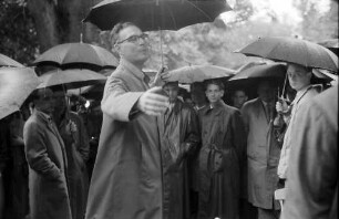 Chemiker; Mainau 4.7.: Graf Lennart Bernadotte greift mit dem Arm weit aus nach vorn