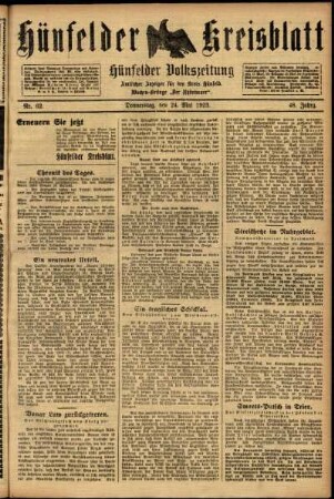 Ausgabe vom Donnerstag, den 24. Mai 1923.
