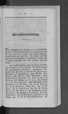 Berichterstattung.