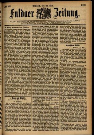 Ausgabe vom Mittwoch, den 22. Mai 1889.
