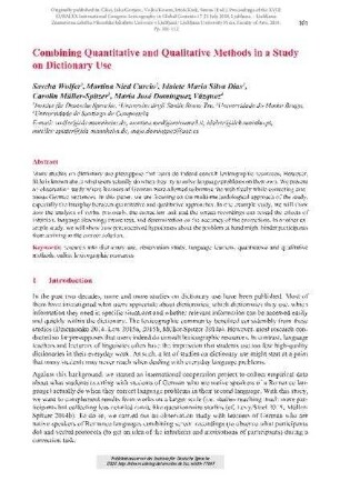 Combining quantitative and qualitative methods in a study on dictionary use