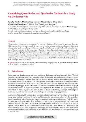 Combining quantitative and qualitative methods in a study on dictionary use