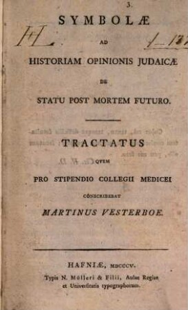 Symbolae Ad Historiam Opinionis Judaicae De Statu Post Mortem Futuro