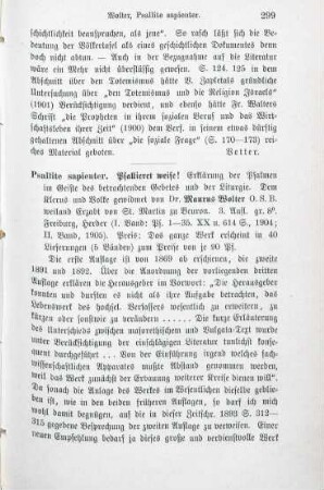 299-300 [Rezension] Wolter, Maurus, Psallite sapienter, 3. Aufl.