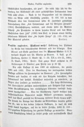 299-300 [Rezension] Wolter, Maurus, Psallite sapienter, 3. Aufl.