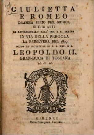 Giulietta e Romeo : Dramma serio per musica in 2 atti