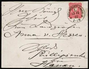 Brief von Clara Schumann an Maria Anna  : Brief von Clara Schumann an Maria Anna  Frankfurt , 12.12.1882. Briefumschlag (Vorderseite) Dresden: SLUB Mscr.Dresd.App.70,112