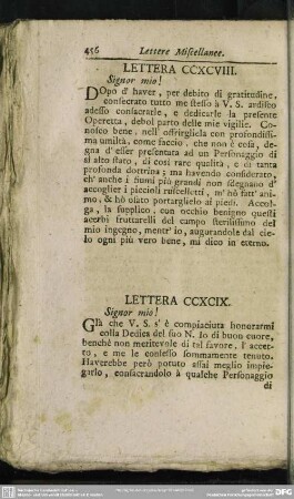 Lettera CCXCIX. Signor mio!