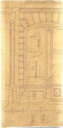 Zocher, Ernst; Architekturstudien - Haustür (Aufriss, Schnitt, Details)