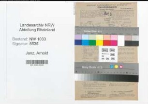 Entnazifizierung Arnold Janz , geb. 13.02.1921 (Kaufm.Angest.)