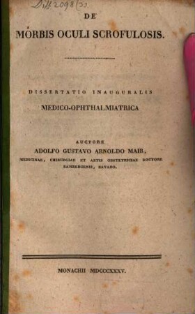 De morbis oculi scrofulosis : Diss. inaug. med.-ophthalm.