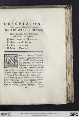 Descrizione delle quatro immagini dipinte da Raffaelle d'urbino
