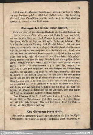 Das Sprengen durch Keile