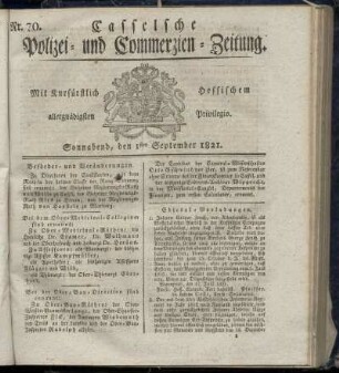 Nr. 70, Sonnabend den 1sten September. 1821