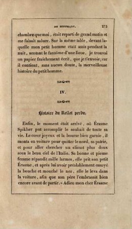 IV. Histoire du reflet perdu
