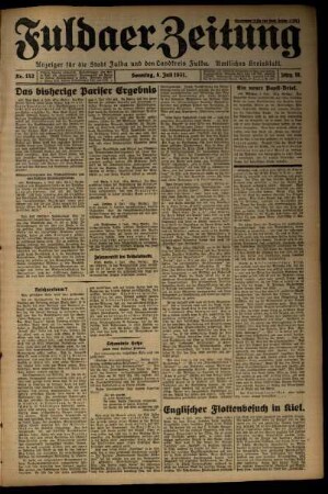 Erste Ausgabe vom Sonntag, den 05. Juli 1931.