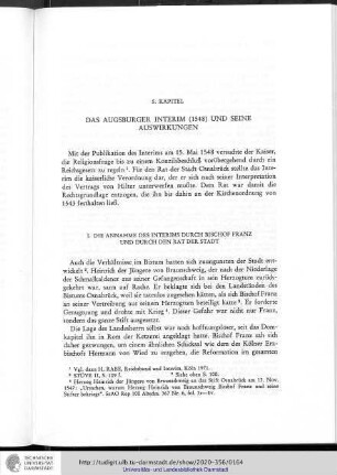 5. Kapitel: Das Augsburger Interim (1548) und seine Auswirkungen